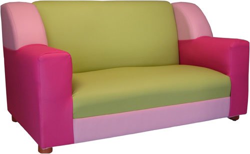 Toys: Elite VIP Kids Sofa by Fantasy Furniture   Green / Pink Leather