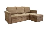 Linden Tan Microfiber Convertible Sectional / Sofa Bed