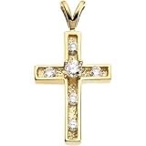 14K Yellow Gold Diamond Cross Pendant