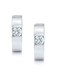 0.50 ct Ladies Round Cut Diamond Hoop Earrings in 14 kt White Gold