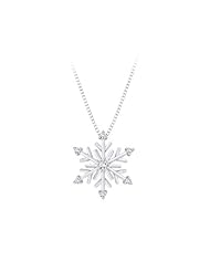 Diamond Snow Flake Pendant with Chain in Sterling Silver (1/10 cttw)