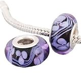 Believe Beads 1 X Purple Flower Glass Charm Bead will fit Pandora/Troll/Chamilia Style Charm Bracelet.