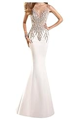 Tulle Illusion  Sheath Natural   Waistline Evening Dress/Prom Dress  With Rhinestones