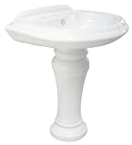 Elements of Design VPB3298 Designer Fauceture Naples Vitreous China Pedestal Bathroom Sink with 8-Inch Centers, White