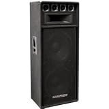 Marathon DJ-215 Compact Dual 15-Inch 3-Way Trapezoid Loudspeaker, Black