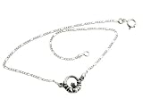 Sterling Silver Irish Celtic Claddagh Charm 9 Figaro Anklet