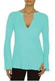  : Beyond Yoga Pima Modal Long Sleeve Henley (Turquoise, Small)