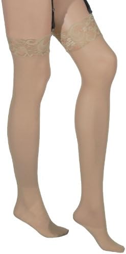 Sheer Lace Top Stockings With Back Seam
