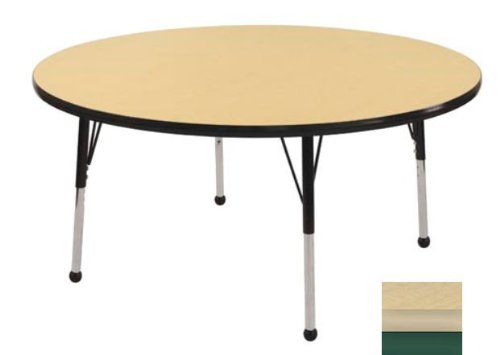Early Childhood Resource ELR-14115-MMGN-TB 48 in. Maple Round Adjustable Activity Table with Maple Edge and Green Toddler Leg Ball Glides