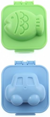 New Vogue 2Pcs Boiled Egg Rice Mold Bento Maker Sandwich Cutter Kitchen Tools (Blue+Green)