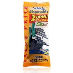 Schick Disposable 10 Twin Blade Razors + 2 Bonus Razors