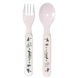 Fork Spoon Set Baby Cie La Jungle: Jungle Yellow Melamine Colorful Melamine Dinnerware with wording