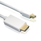 Mini DisplayPort/HDMI 1080p Kabel mit vergoldeten Steckkontakten. Mini DisplayPort Stecker konvertiert auf HDMI Stecker. Farbe: Weiss. Länge: 3,00m *RoHS Compliant*