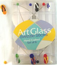 Flip Flop Glass Swizzle Sticks, Set of 6