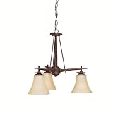 Kichler 1922CST Ashton 3 Light Single Tier Chandelier in Canyon Slate with Dusty Citrene glass