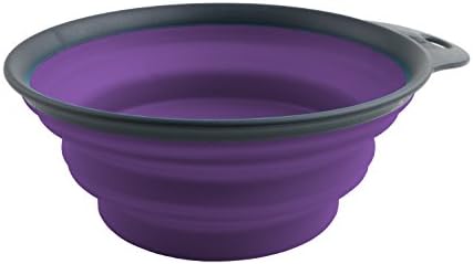 Dexas Popware for Pets Collapsible Travel Cup/Bowl w/holder, Large Purple