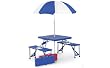 4-Person Portable Foldable Camping Picnic Table With Umbrella - Red