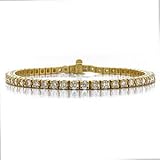 18k Yellow Gold Tennis Style 4ct Diamond Bracelet - 7 Inch