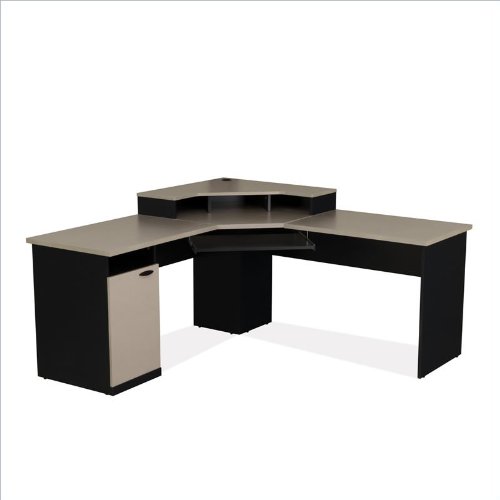 Bestar Hampton Corner Workstation In Sand Granite & Charcoal On Sale