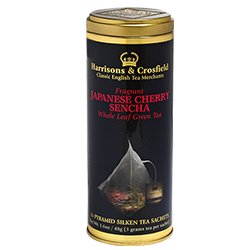 Japanese Cherry Sencha Tea Sachet, 16 Pyramid Teas by Harrisons & Crossfield