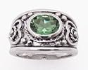 Heavy 2.5ct Genuine Green Topaz Sterling Silver Heart Ring (Size 6,7,8)