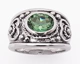 Heavy 2.5ct Genuine Green Topaz Sterling Silver Heart Ring (Size 6,7,8,9)