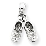 14k Gold White Gold 3-D Moveable Baby Booties Pendant