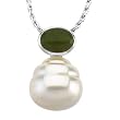 14K White Gold Paspaley South Sea Cultured Pearl and Jade Pendant - 11.00mm