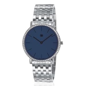SOB1025/DIA Steel Blaze Watch, Navy Blue Dial, Full Diamond Bezel, Steel Bracelet