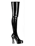 IMAGE OF Stretch Black Thigh High Platform Boot - 7