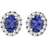14k White Gold Tanzanite and Diamond Earrings 3.09 TCW