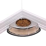 Pet Studio Stainless Steel Non-Slip Corner Dog Food Bowl 22 oz