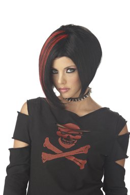 Mood Swing Black w/ Red Wig for Halloween Costume