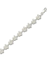 Sterling Silver Hawaiian Sand Plumeria CZ Bracelet