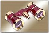 Adorama 3 x 25 Focusing Opera Glass Binocular, Burgundy with Gold Trim