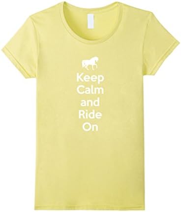 Women's Keep Calm and Ride On horse T shirt XL Lemon