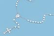 Sterling Silver Rosary Necklace with 3mm Mother of Pearl Beads - 24"