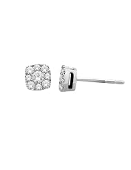 14K White Gold Rectangular Diamond Cluster Stud Earrings (1/4 carat H-I Color, SI2-I1 Clarity)