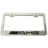 Mercedes Benz AMG Black Logo Chrome License Plate Frame (Made of Metal) 