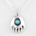 Native American Bear Paw Pendant in Sterling Silver with Turquoise Center Stone on a 16" Box Chain, #8321
