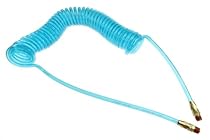 Coilhose Pneumatics PR14-25B-T Flexcoil Polyurethane Coiled Air Hose, 1/4-Inch ID, 25-Foot Length with (2) 1/4-Inch MPT Swivel Fittings, Transparent Blue
