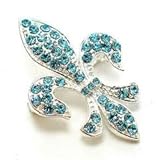 Blue Austrian Rhinestone Fleur de lis Silver-Tone Brooch Pin Blue Austrian Rhinestone Fleur de lis Silver-Tone Brooch Pin