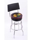 Chicago Blackhawks Black Vinyl Double-Ring Swivel Bar Stool w/ Back