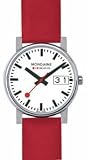 MONDAINE Watches:Mondaine Ladies Big Date - White Dial - Red Leather Strap - 30mm