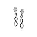 Amazon Collection 10k White Gold Black and White Diamond Infinity Earrings (1/4 cttw)
