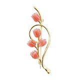 Pink Coral Pin in 14K Yellow Gold