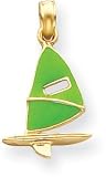 Windsail Surfboard Green Enamel Charm, 14K Yellow Gold