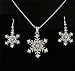 SoulBreezeCollection Winter White Snowflake Pendant Necklace Earrings Bridal Wedding Bridesmaid Prom Christmas Gift