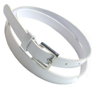 New Ladies Patent 3 X 109cm Waist White Belt W/ Buckle