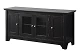 Walker Edison 52-Inch Wood TV Stand Console with Four Doors, Matte Black